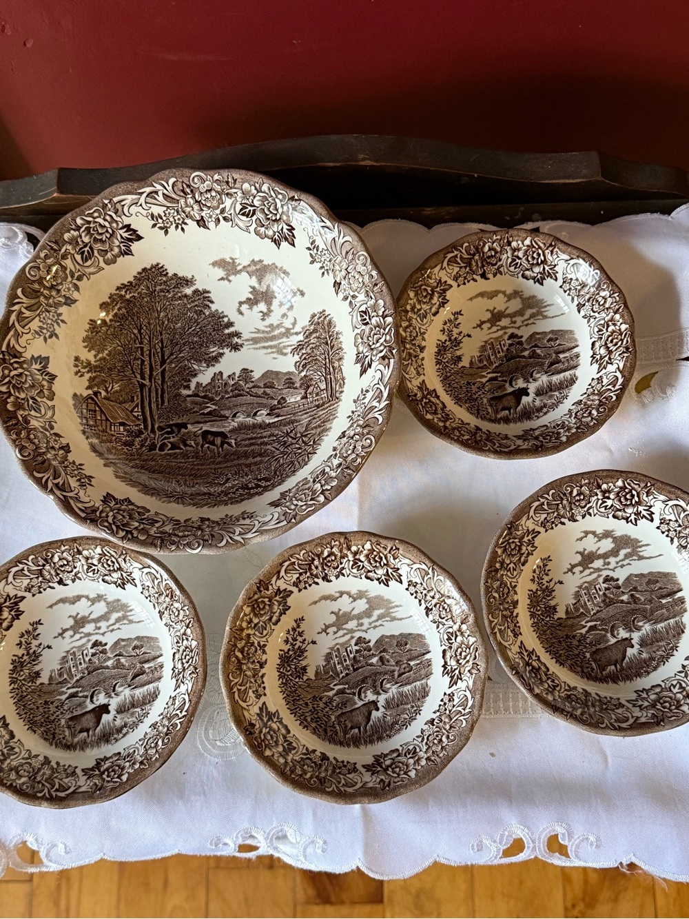 J&G Meakin Romantic England Ironstone Brown Transfer-ware Bowls